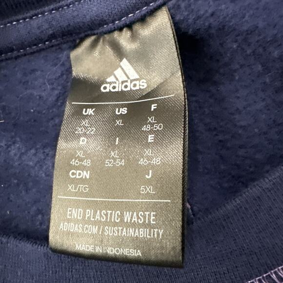 XL Adidas Womens Navy Blue w/ Purple Lining Sweatshirt Crewneck Sweater Oversize - Picture 5 of 11